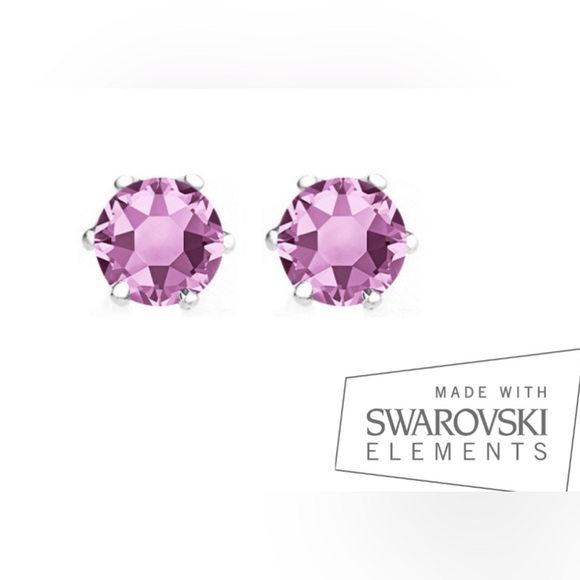 E58. Swarovski Crystal Silver or Gold Overlay Emerald amethyst Stud Earrings - Picture 14 of 16